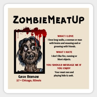 Swipe Right for the Undead: Zombie Meat Up Dating Profile Sticker